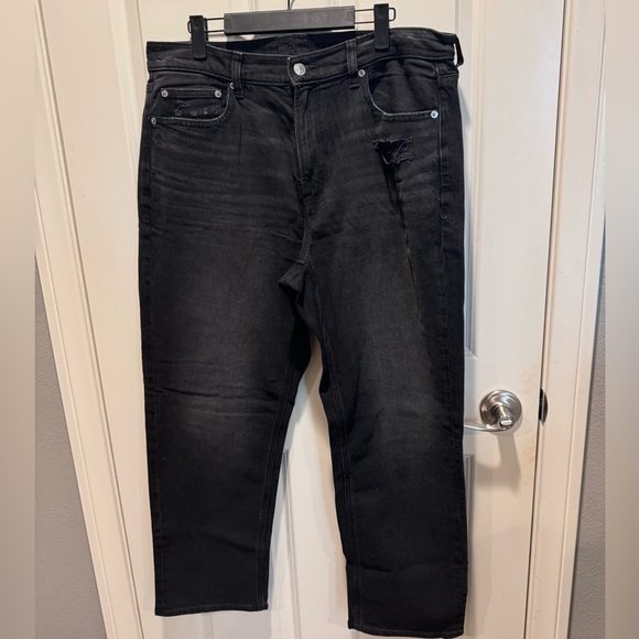 American Eagle Outfitters Women Black High Rise Ankle Straight - Picture 1 of 7